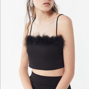 Urban Outfitters Time After Time Feather Trim Tank